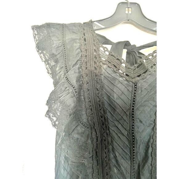 ZIMMERMANN Ruffled Trimming Black Dress US2(Zimmermann 0) - Picture 9 of 12